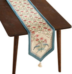 patdrea Designer French Elegant Wild Flowers Velvet Table Runner 102 Inch Long, Beige Pink Floral Table Mat, Decoration for Kitchen Dining Coffee Table Cabinet Banquet Thanksgiving,12"*102"