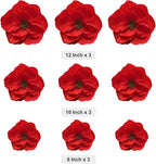 BRT Bearingshui Red Paper Flowers Decoration for Wall Total 9 Pcs, Artificial Flowers for Wedding Decor,Flower Backdrop Decor, Baby Bridal Shower Birthday Party, Red 3D Wall Flowers Decor