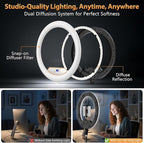22'' Ring Light with 75'' Tripod Stand, LED Display/2 USB Ports/6500K Dimmable Ring Light for ipad Phone Holder for Tattoo Lash Live Makeup Video Recording TikTok Barber Stylist Photography