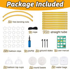 AerWo [Upgraded] Balloon Arch Kit 8.2ft+6ft, Gold Half Balloon Arch Stand with Base, Free Bending Top Curve Balloon Arch Frame Stand for Floor Birthday Wedding Halloween Decorations