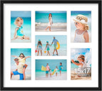 Vittanly 15x17 Collage Picture Frame, Displays 7Pcs 4x6 Pictures with Mat, Picture Frames Collage Wall Decor for Horizontal or Vertical Display, Black, 1 Pack
