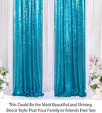 ShinyBeauty Sequin Backdrop Curtains 4 Panels Aqua 2FTx8FT Sequin Fabric Photo Backdrop Curtains Turquoise Glitter Curtains for Party