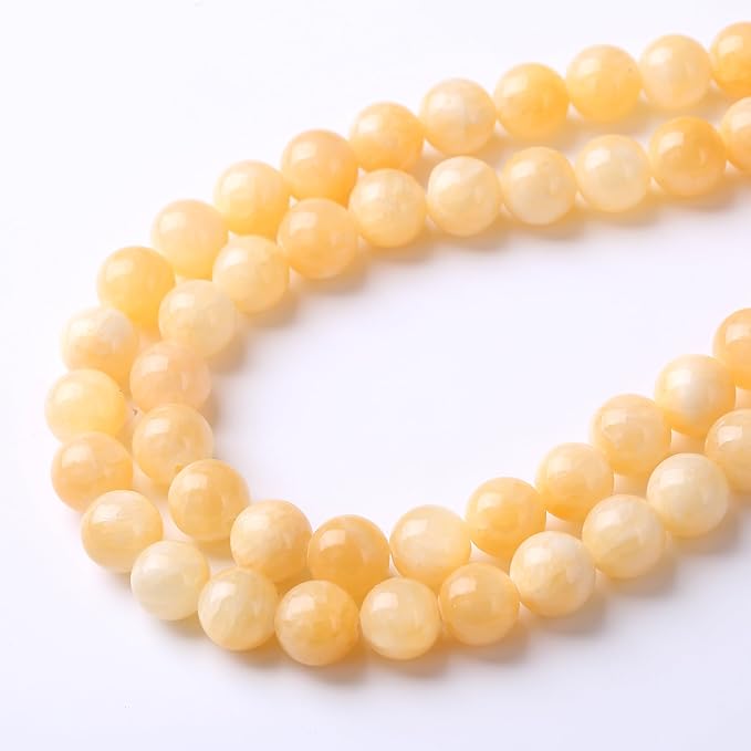 Rice Topaz Stone Beads Gemstone Round Crystal Energy Jade Beads Stone Beads for Jewelry Making DIY Bracelet Necklace Jewelry Making 1 Strand 15.5inch 35PCS 10MM