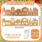 Christmas Gingerbread Village Light-Up Decor, House Cardboard Kit with LED Lights, Foldable House Village Centerpieces Christmas Decorations, Holiday Home Tabletop Decor
