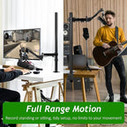 Mic Boom Arm, Adjustable Height Overhead Microphone Stand with Heightened Extension Riser for Shure SM7B Blue Yeti HyperX QuadCast S and other Mic