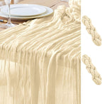 Asee'm 2pcs Cheesecloth Table Runner 120 Inches Long Beige Boho Gauze Cheese Cloth Runner 10FT Rustic Sheer Table Runners for Christmas Wedding Party Baby Shower Spring Easter Decoration