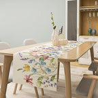 Watercolor Floral Table Runner, Colorful Spring Summer Nature Flower Dragonfly Pattern Print Table Runner for Kitchen Dinning Table Runner Decor Home Wedding Party Holiday, 13x90 Inch