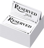 300 Pcs Paper Table Reserved Sign with Name Line Reserved Seating Signs Bulk Double Sided Signs for Reserving Seats Restaurant Wedding Reception Church Board Business Meeting (White Black)
