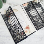 Black Gate Invitation Castle Laser Cut Card For Wedding Engagement Mermaid Birthday Party 25 Sets (black, 4.9"x7.1")