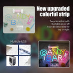 ineonlife Candy Bar Neon Sign Lollipop Neon Signs For Wall Decor Candy Decor Led Lights Birthday Party Teen Bedroom Candy Shop Lollipop Store Halloween Decorations Gifts USB Powered 16.54x7.68in