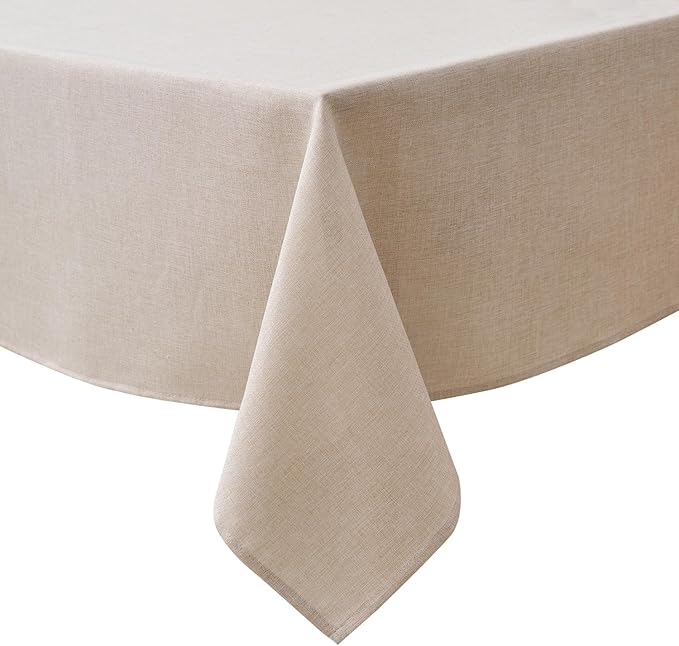 NLMUVW Linen Tablecloth Rectangle 8ft, Rustic Textured Table Cloth Water Resistant Farmhouse Table Cover for Kitchen Dining Party Coffee, 54x120 Inch