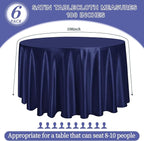 fani 6 Pack 108 Inch Navy Blue Satin Tablecloth - Premium Bright Silky Round Tablecloth Overlay Smooth Fabric Table Cover, Table Decoration for Wedding Party Banquet Events Restaurant Kitchen Dining