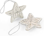 Beaded Star Hanging Ornaments with Twine - Beaded Decorative Ornaments Set of 6 for Tabletop Decoration, Bookshelf, Desk, Nightstand, Home, Office, Desktop, Cabinets, Shelf (White) - CLEENTABLE