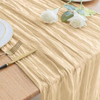 Asee'm Cheesecloth Table Runner 120 Inches Long Sand Boho Gauze Cheese Cloth Runner 10FT Rustic Sheer Fall Table Runners for Thanksgiving Wedding Party Baby Shower Decoration