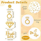 MARFOREVER Gold Wedding Confetti Bridal Shower Decorations Bride to Be Confetti Diamond Ring and Circle Glitter Paper for Wedding Bachelorette Bridal Engagement Party Decor Table Scatter