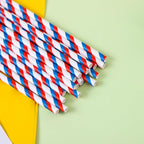 200Pcs Independence Day Paper Straws, American Flag Star Stripe Red White and Blue Drinking Straws for Memorial Day, Election Day, 4th of July Independence Day Party Supplies Decorations