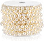 Craft String Pearls 8MM Pearl Bead, 33 Feet Ivory Faux Pearl Garland Spool Roll Strand Wedding Party Decoration, Christmas Tree Decorations