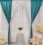 Poise3EHome Teal Sequin Backdrop Curtain,4 Panels 2FTx8FT Glitter Background for Party Birthday Party Baby Shower Wedding Christmas Thanksgiving Halloween Holiday Festival Decor