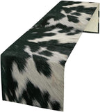 Cow Skin Print Table Runner, Rustic Country Farm Fur Skin Cowhide Pattern Western Style Black White Print Table Runner for Home Kitchen Dinning, 13x60 Inch