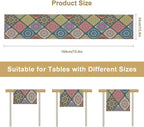 Boho Bohemian Table Runner, Vintage Indian Floral Print Table Cover for Farmhouse Kitchen Dining Table Decor Holiday Party, 13x108inch