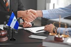 Nicaragua Nicaraguan Deluxe Desk Flag Set Small Mini Miniature Nicaragua Nicaraguan Table Desktop Flags With Solid Pole, Black Base and Spear Top(2 Pack)