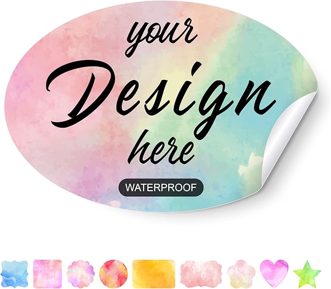 Custom Stickers Personalized Labels - Customized Stickers with Any Design Image Logo Text,Custom Stickers for Business Logo,Custom Thank You Label Stickers,100 Labels (Oval,5"x2")