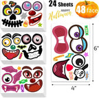 48Packs Pumpkin Decorating Kit, Make Your Own Small Pumpkin face Stickers, Halloween Pumpkin Decorating Stickers for Kids Halloween Party Favors
