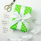 WRAPAHOLIC Reversible Wrapping Paper - Mini Roll - 17 Inch X 33 Feet - Green and Polka Dot Design for Birthday, Holiday, Wedding, Baby Shower