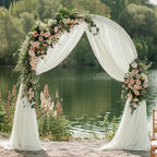 Wokceer Wedding Arch Draping Fabric 3 Panels 28.7" x 20FT Ivory Drapes Sheer Fabric Backdrop Arch Draping Fabric for Wedding Ceremony Birthday Party Bridal Shower Decoration