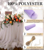 Lavender Tulle Fabric Roll, 54" x 40 Yards (120FT) Tulle for Wedding Decoration DIY Tutu Party Backdrop Baby Shower Table Skirts Gift Wrapping
