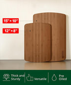 ROYAL CRAFT WOOD Wooden Cutting Boards for Kitchen Meal Prep & Serving - Bamboo Wood Serving Board Set with Deep Juice Groove Side Handles - Charcuterie & Chopping Butcher Block for Meat