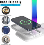 Headphone Stand with Wireless Charger,Gaming Headset Stand with RGB Light Mode,Airpod Max Stander Compatible with Airpod Pro/3/2,iPhone 16/15/14/13/12/11,Gifts for Gamers & Music Lover (White)