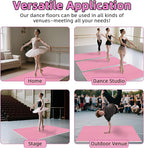Dance Floor Mat Non-Slip with Shoulder Strap Portable and Dance Resistance Band, Dance Floor for Ballet,Jazz, Pop Thick PVC Practice Floor Reusable Mat (Pink, 180cm*90cm*0.35cm)