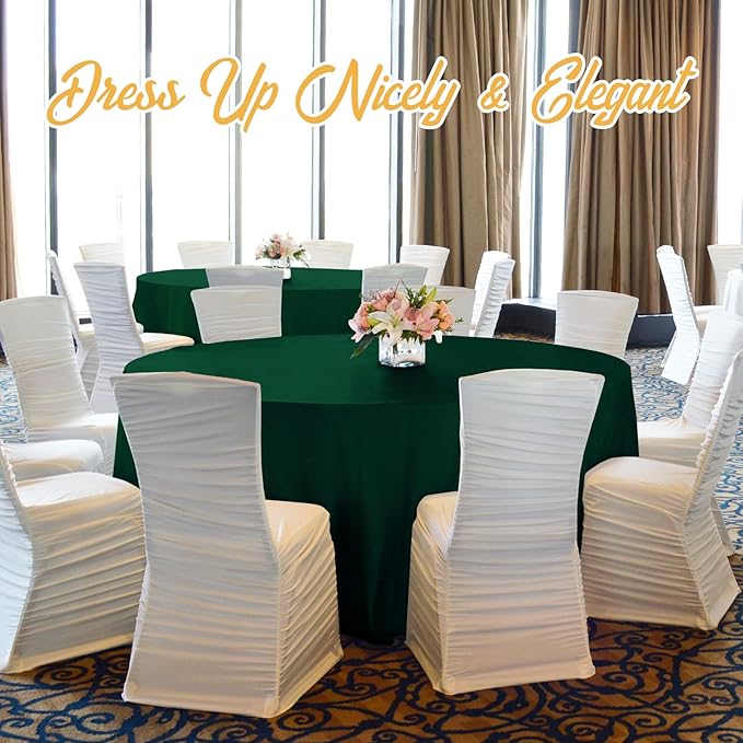 BRILLMAX 10 Pack Hunter Green Round Tablecloths 90 Inch - Circle Bulk Linen Polyester Fabric Washable Table Cloth Cover for Wedding Reception Banquet Birthday Party Buffet Restaurant