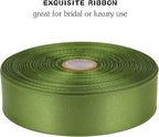 Olive Green Solid Satin Ribbon 1 Inch 50 Yards Solid Polyester Fabric Ribbon for Gift Wrapping Wedding Christmas Baby Shower Birthday Party Decoration Handmade Immortal Flower Craft
