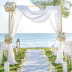 Backdrop Stand, 6.6FT x 6.6FT Backdrop Stand Heavy Duty, Gold Pipe and Drape Stand with Base Square Metal Arch Frame for Wedding, Birthday Party, Baby Shower Decorations