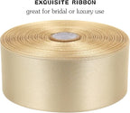 Champagne Solid Satin Ribbon 1-1/2 Inch 50 Yards Solid Polyester Fabric Ribbon for Gift Wrapping Wedding Christmas Baby Shower Birthday Party Decoration Handmade Immortal Flower Craft