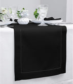 Solino Home Linen Black Table Runner 108 Inches Long - 100% Pure Linen 14 x 108 Inch Table Runner for Fall, Autumn, Halloween, Thanksgiving - Classic Hemstitch