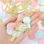 MARFOREVER 350 Pieces Gender Reveal Confetti Baby Shower Decoration Pink Blue Gold Round Glitter Confetti Oh Baby Footprints Table Paper Confetti for Gender Reveal Party Table Wedding Decor