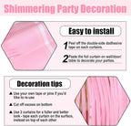 6 Pack Macaron Pink Foil Fringe Curtain Backdrop, 3.28Ft x 8.2Ft Metallic Tinsel Foil Fringe Streamer Curtains for Photo Booth, Birthday, Wedding, New Year Party Decorations
