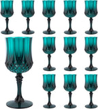 Plastic Wine Glasses，Plastic Goblets Vintage Style Cordial Drinking Glasses for Wedding Reception, Christmas Grand Event Party Supplies (12, Green)