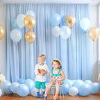 PARTISKY 20ft X 10ft Baby Blue Tulle Backdrop Curtain for Parites, Sheer Backdrop Curtains Fabric Drapes for Wedding Ceremony Arch Party Stage Decorations