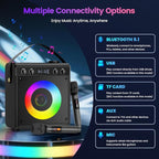 Karaoke Machine, Portable Bluetooth Speaker with 2 Wireless Microphones for Adults & Kids - PA System, LED Lights, Bass/Treble Control, AUX/USB/TF/FM for Home Party Outdoor Singing