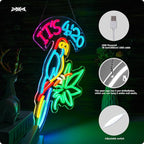 ORIXIAYE 420 Neon Sign Green Leaf Neon Signs for Wall Decor 420 Decorations Led Signs with Dimmer for Pub Party Man Cave Room Art Decor Gift USB-Powered (16.2x12.6) Inch