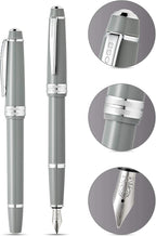 Cross Bailey Light Refillable Fountain Presented in a Everyday Gift Box - Medium Point, Black Ink, Polished Gray