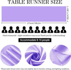 SHEJIZE 2 Pack Lavender Satin Table Runner 12x108 Inches Long, Bright Silky Smooth Satin Table Runner Table Decor for Wedding Banquet Christmas Prom Event Birthday Party