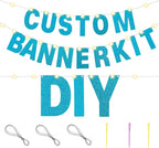 TaoBary 112 Pcs DIY Letter Kit Glitter Customizable Banner Letters Include 107 Letters and Numbers 3 Rope and 2 Needles for Birthday Halloween Christmas Wedding Valentine Party Decor(Baby Blue)