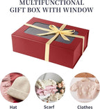 TIACABO Red Large Gift Box with Window, 13.5"x9"x4.3" Bridesmaid Boxe for Gifts Giving,Birthday Gift Boxes with Magnetic,Closure Lid Gifts Box for Presents,Cute Boxe,Luxury for Gift Packaging