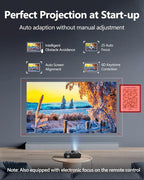 4K Projector Auto Focus HDR WiFi 6, Smart Daylight Projector 4K High Lumen 2300 ANSI LED 1080P Ultra HD Ceiling Home Theater Karaoke Movie Gaming Indoor Outdoor with Bluetooth HDMI USB Ethernet Apps