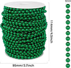 [98 Feet] Green Pearl Beads Garland, 6MM 33 Yards Green Faux Pearl Beads String Roll Bulk for DIY Craft Christmas Tree Wedding Party Decoration